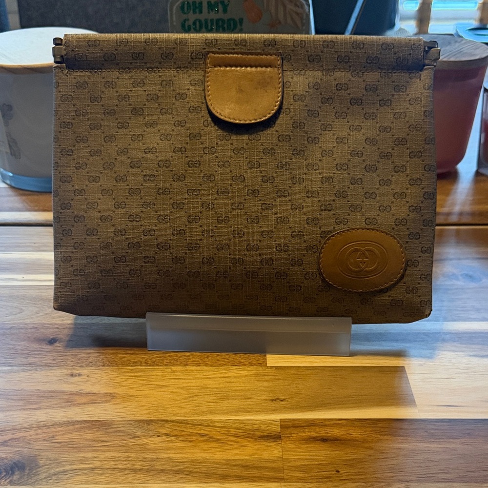 Gucci Brown Monogram Clutch